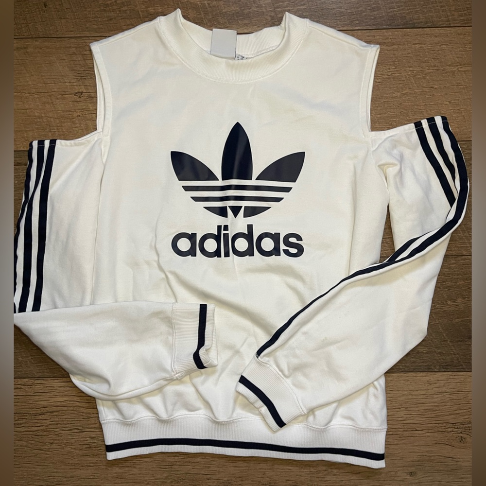 Adidas open shoulder crew neck